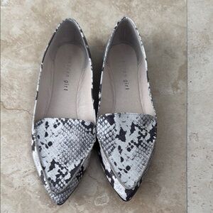 Madden Girl Black and White Snake Print Loafers